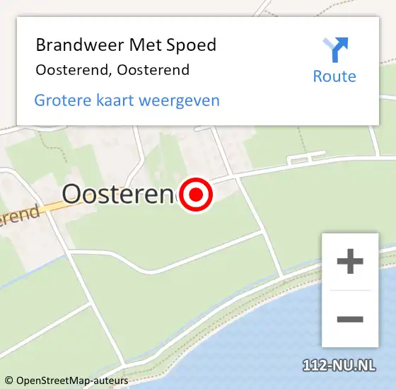 Locatie op kaart van de 112 melding: Brandweer Met Spoed Naar Oosterend, Oosterend op 2 april 2024 17:28