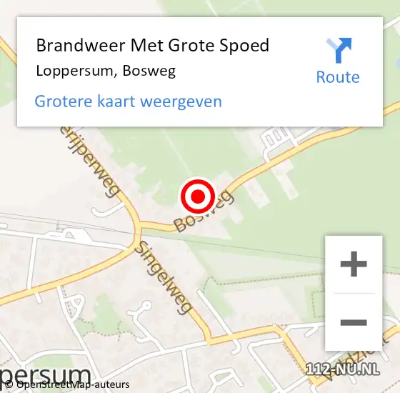 Locatie op kaart van de 112 melding: Brandweer Met Grote Spoed Naar Loppersum, Bosweg op 2 april 2024 17:32