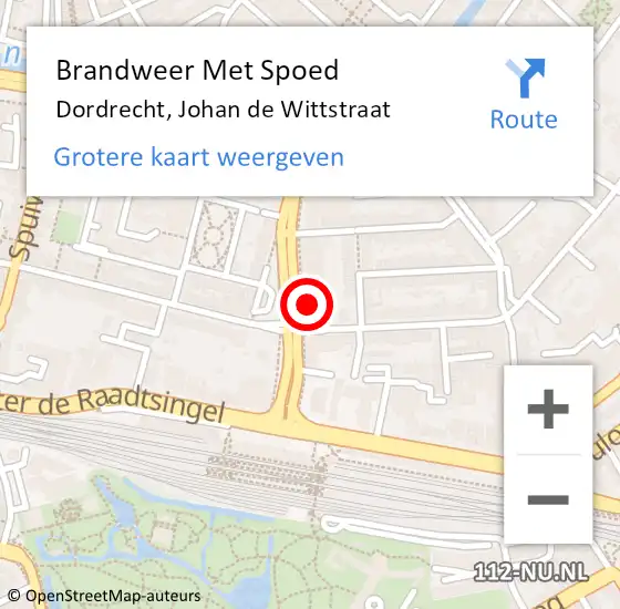 Locatie op kaart van de 112 melding: Brandweer Met Spoed Naar Dordrecht, Johan de Wittstraat op 2 april 2024 17:44