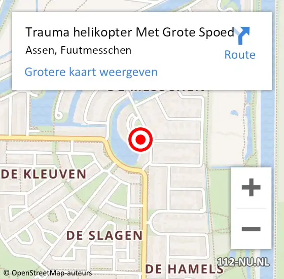 Locatie op kaart van de 112 melding: Trauma helikopter Met Grote Spoed Naar Assen, Fuutmesschen op 2 april 2024 17:46