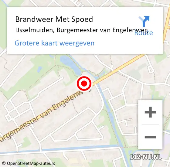 Locatie op kaart van de 112 melding: Brandweer Met Spoed Naar IJsselmuiden, Burgemeester van Engelenweg op 2 april 2024 17:49