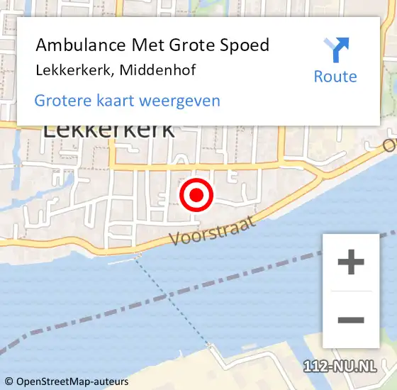 Locatie op kaart van de 112 melding: Ambulance Met Grote Spoed Naar Lekkerkerk, Middenhof op 2 april 2024 17:51