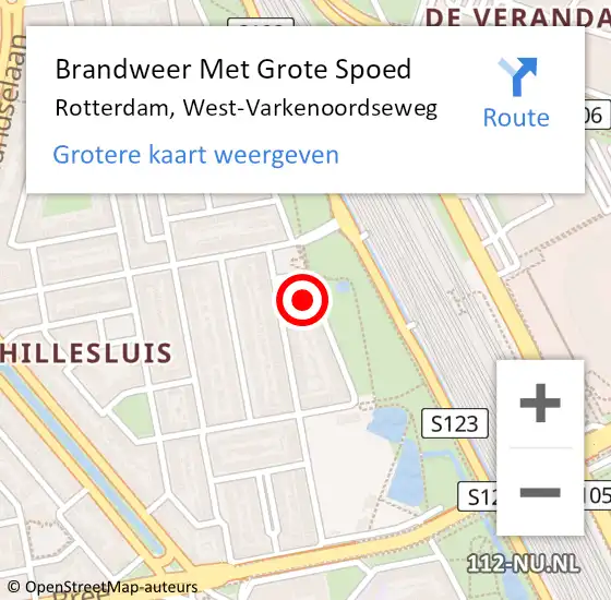 Locatie op kaart van de 112 melding: Brandweer Met Grote Spoed Naar Rotterdam, West-Varkenoordseweg op 2 april 2024 18:40