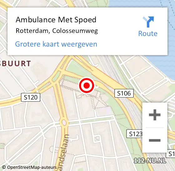 Locatie op kaart van de 112 melding: Ambulance Met Spoed Naar Rotterdam, Colosseumweg op 2 april 2024 18:48