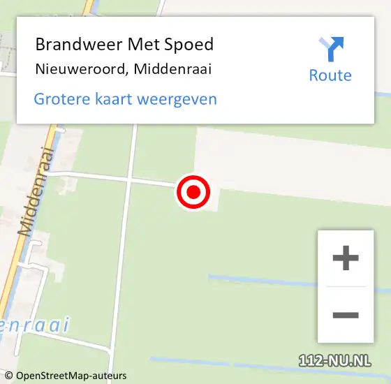 Locatie op kaart van de 112 melding: Brandweer Met Spoed Naar Nieuweroord, Middenraai op 2 april 2024 19:17