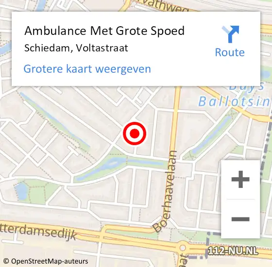 Locatie op kaart van de 112 melding: Ambulance Met Grote Spoed Naar Schiedam, Voltastraat op 2 april 2024 19:18