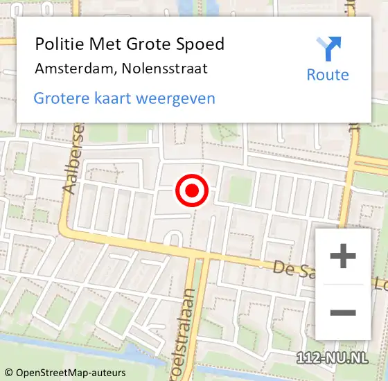 Locatie op kaart van de 112 melding: Politie Met Grote Spoed Naar Amsterdam, Nolensstraat op 2 april 2024 19:26