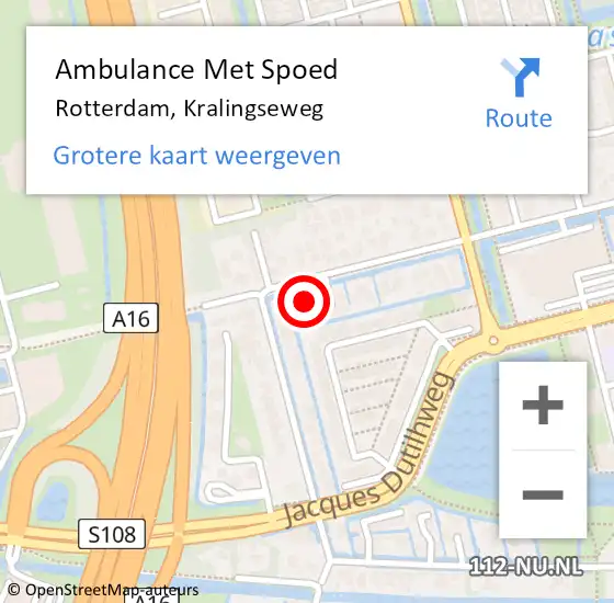 Locatie op kaart van de 112 melding: Ambulance Met Spoed Naar Rotterdam, Kralingseweg op 2 april 2024 19:48