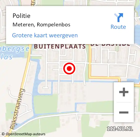 Locatie op kaart van de 112 melding: Politie Meteren, Rompelenbos op 2 april 2024 19:59