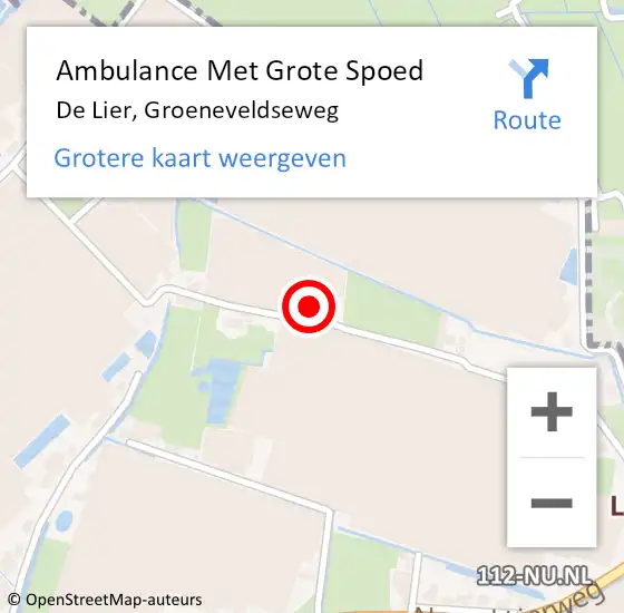Locatie op kaart van de 112 melding: Ambulance Met Grote Spoed Naar De Lier, Groeneveldseweg op 2 april 2024 20:32