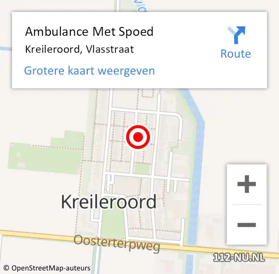 Locatie op kaart van de 112 melding: Ambulance Met Spoed Naar Kreileroord, Vlasstraat op 2 april 2024 20:40