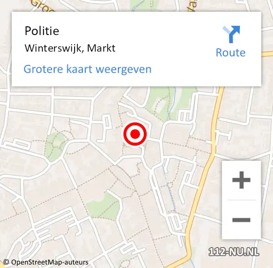 Locatie op kaart van de 112 melding: Politie Winterswijk, Markt op 2 april 2024 21:03