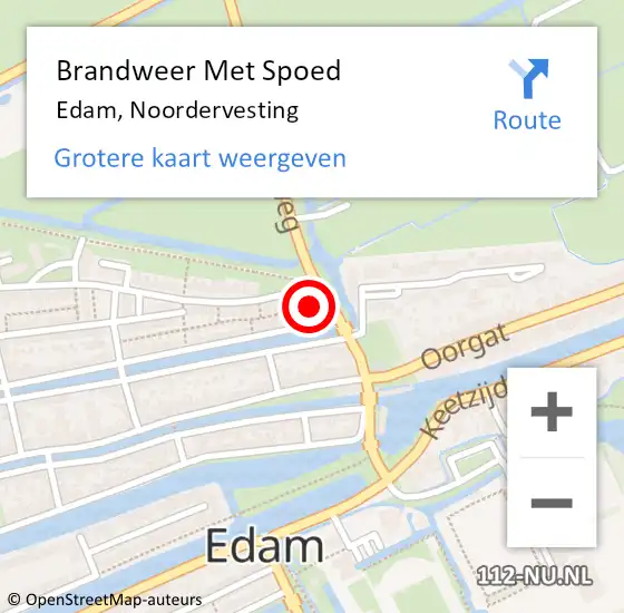 Locatie op kaart van de 112 melding: Brandweer Met Spoed Naar Edam, Noordervesting op 2 april 2024 21:13