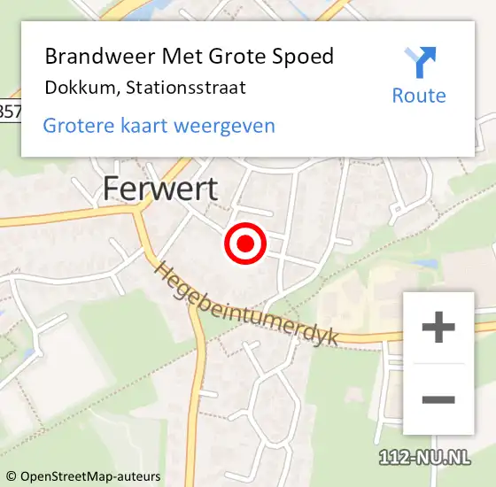 Locatie op kaart van de 112 melding: Brandweer Met Grote Spoed Naar Dokkum, Stationsstraat op 2 april 2024 21:42