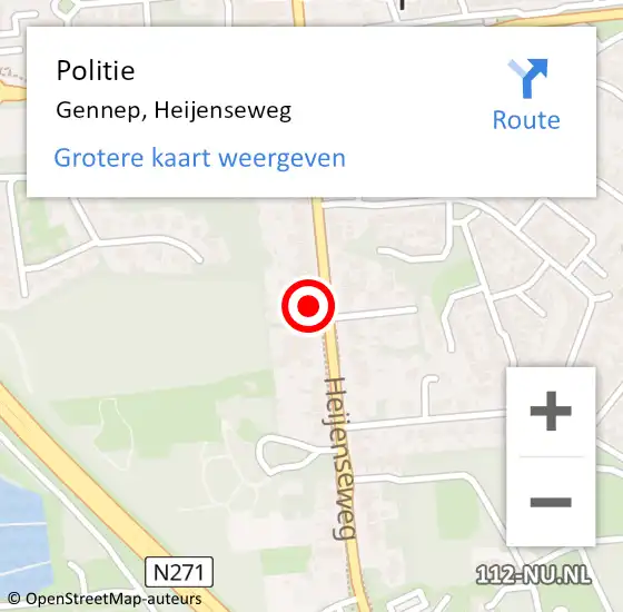 Locatie op kaart van de 112 melding: Politie Gennep, Heijenseweg op 2 april 2024 22:06
