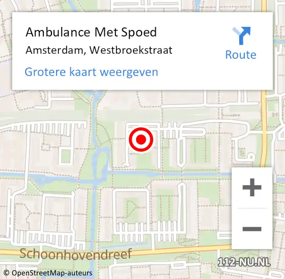 Locatie op kaart van de 112 melding: Ambulance Met Spoed Naar Amsterdam, Westbroekstraat op 2 april 2024 22:23