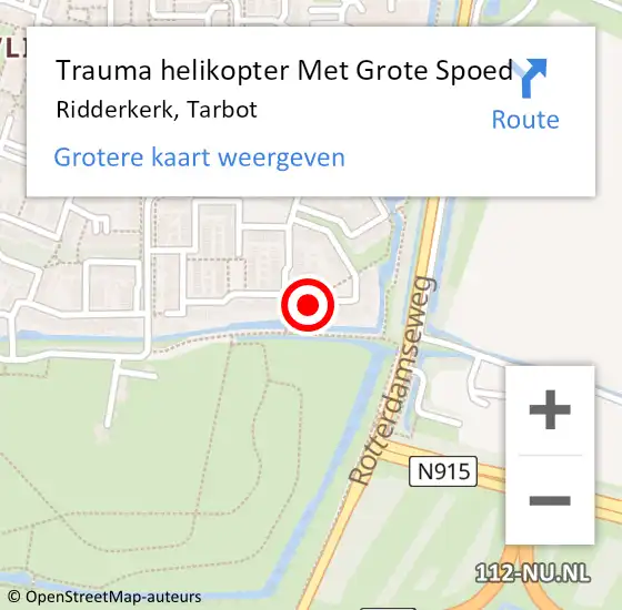 Locatie op kaart van de 112 melding: Trauma helikopter Met Grote Spoed Naar Ridderkerk, Tarbot op 2 april 2024 22:31