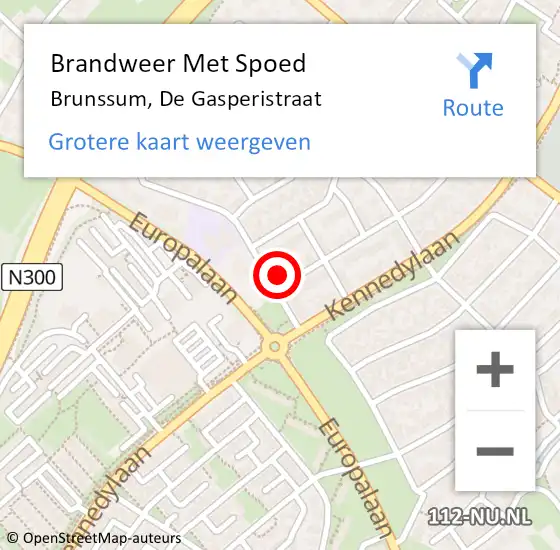 Locatie op kaart van de 112 melding: Brandweer Met Spoed Naar Brunssum, De Gasperistraat op 2 april 2024 22:40