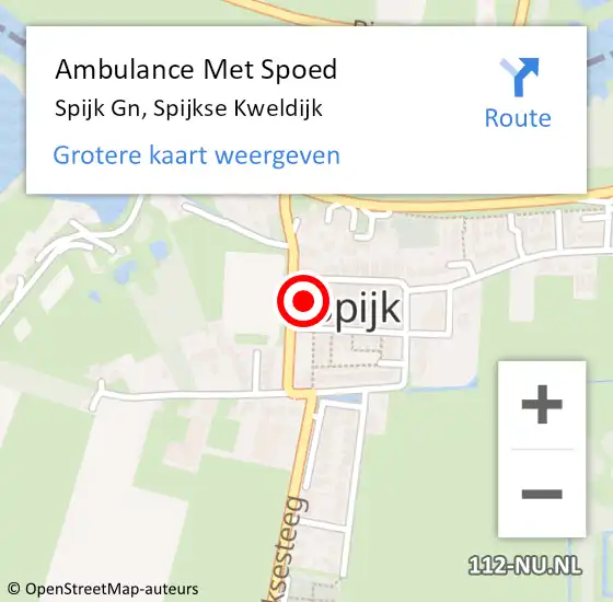 Locatie op kaart van de 112 melding: Ambulance Met Spoed Naar Spijk Gn, Spijkse Kweldijk op 2 april 2024 23:44