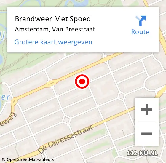 Locatie op kaart van de 112 melding: Brandweer Met Spoed Naar Amsterdam, Van Breestraat op 2 april 2024 23:58
