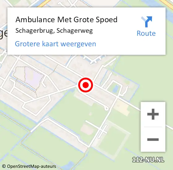 Locatie op kaart van de 112 melding: Ambulance Met Grote Spoed Naar Schagerbrug, Schagerweg op 3 april 2024 00:29