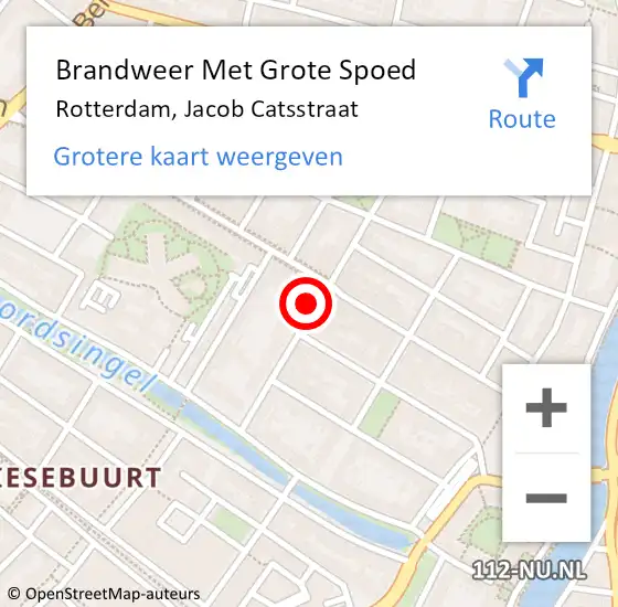 Locatie op kaart van de 112 melding: Brandweer Met Grote Spoed Naar Rotterdam, Jacob Catsstraat op 3 april 2024 00:40