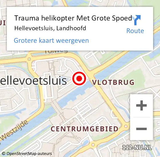 Locatie op kaart van de 112 melding: Trauma helikopter Met Grote Spoed Naar Hellevoetsluis, Landhoofd op 3 april 2024 04:04