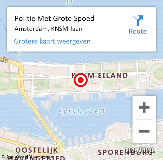 Locatie op kaart van de 112 melding: Politie Met Grote Spoed Naar Amsterdam, KNSM-laan op 3 april 2024 04:19