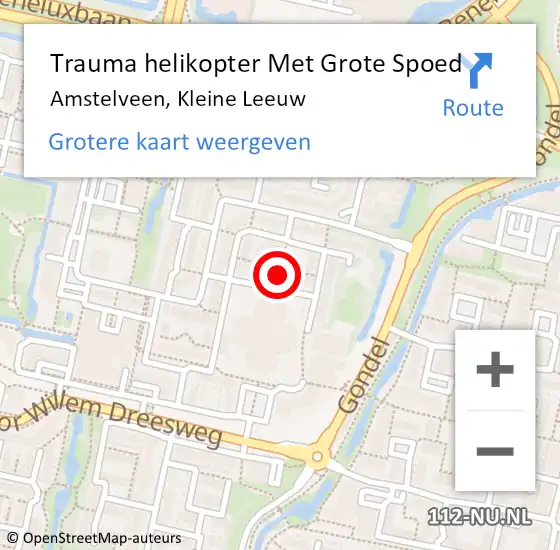 Locatie op kaart van de 112 melding: Trauma helikopter Met Grote Spoed Naar Amstelveen, Kleine Leeuw op 3 april 2024 04:58