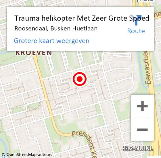 Locatie op kaart van de 112 melding: Trauma helikopter Met Zeer Grote Spoed Naar Roosendaal, Busken Huetlaan op 3 april 2024 07:46