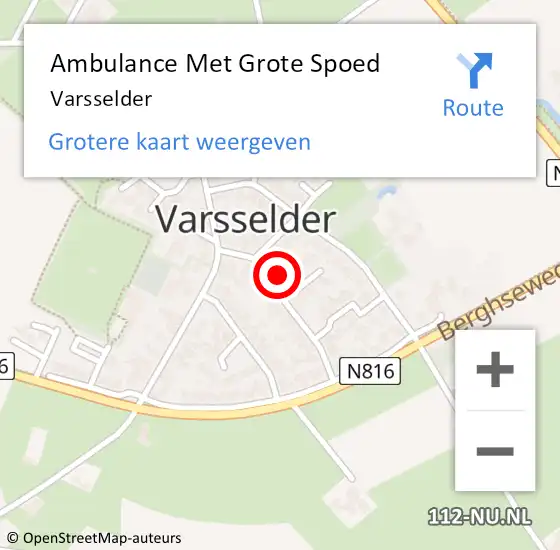 Locatie op kaart van de 112 melding: Ambulance Met Grote Spoed Naar Varsselder op 3 april 2024 08:24