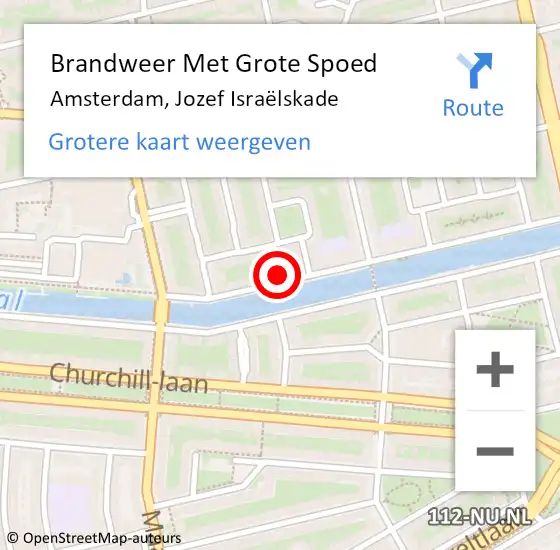 Locatie op kaart van de 112 melding: Brandweer Met Grote Spoed Naar Amsterdam, Jozef Israëlskade op 3 april 2024 08:57