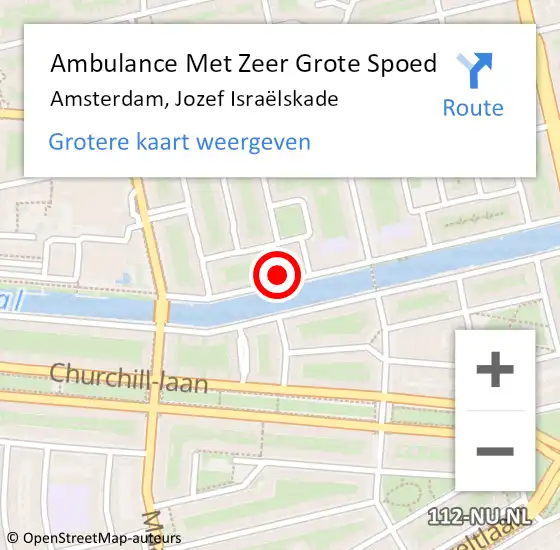 Locatie op kaart van de 112 melding: Ambulance Met Zeer Grote Spoed Naar Amsterdam, Jozef Israëlskade op 3 april 2024 08:57