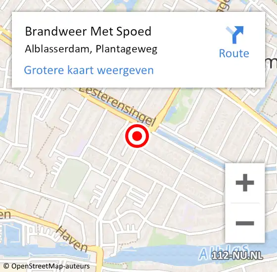 Locatie op kaart van de 112 melding: Brandweer Met Spoed Naar Alblasserdam, Plantageweg op 3 april 2024 09:08