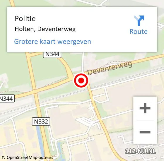 Locatie op kaart van de 112 melding: Politie Holten, Deventerweg op 3 april 2024 10:04