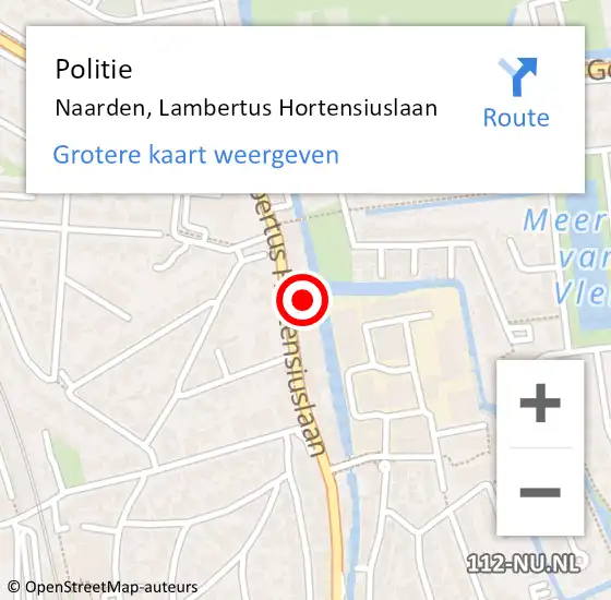 Locatie op kaart van de 112 melding: Politie Naarden, Lambertus Hortensiuslaan op 3 april 2024 10:07