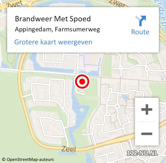 Locatie op kaart van de 112 melding: Brandweer Met Spoed Naar Appingedam, Farmsumerweg op 3 april 2024 10:32