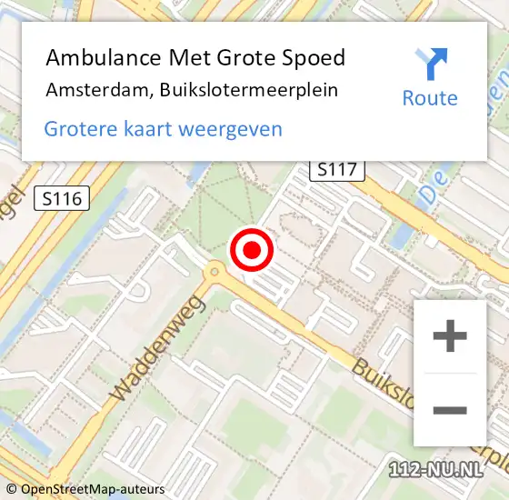 Locatie op kaart van de 112 melding: Ambulance Met Grote Spoed Naar Amsterdam, Buikslotermeerplein op 3 april 2024 10:55