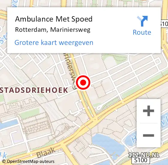 Locatie op kaart van de 112 melding: Ambulance Met Spoed Naar Rotterdam, Mariniersweg op 3 april 2024 11:11