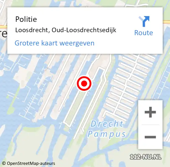 Locatie op kaart van de 112 melding: Politie Loosdrecht, Oud-Loosdrechtsedijk op 3 april 2024 11:20