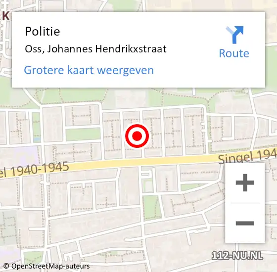 Locatie op kaart van de 112 melding: Politie Oss, Johannes Hendrikxstraat op 3 april 2024 11:48