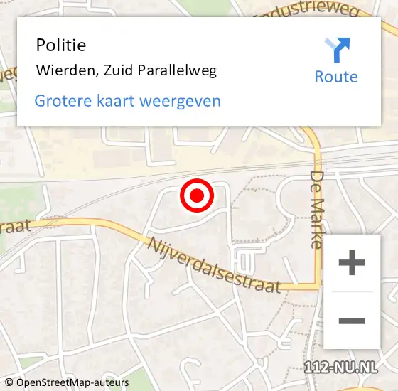 Locatie op kaart van de 112 melding: Politie Wierden, Zuid Parallelweg op 3 april 2024 11:49