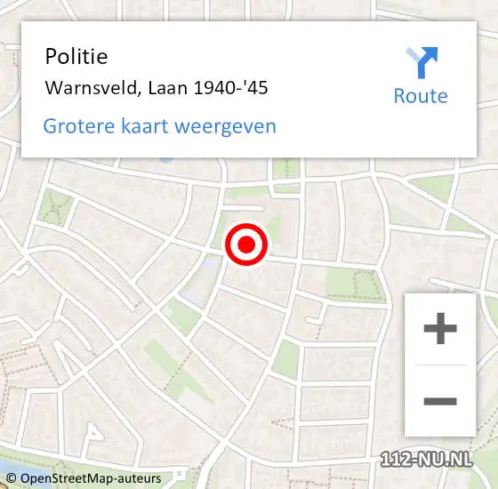 Locatie op kaart van de 112 melding: Politie Warnsveld, Laan 1940-'45 op 3 april 2024 11:52