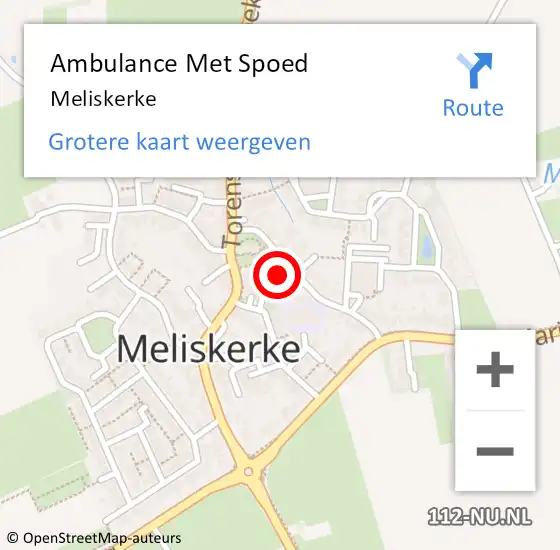 Locatie op kaart van de 112 melding: Ambulance Met Spoed Naar Meliskerke op 3 april 2024 12:13