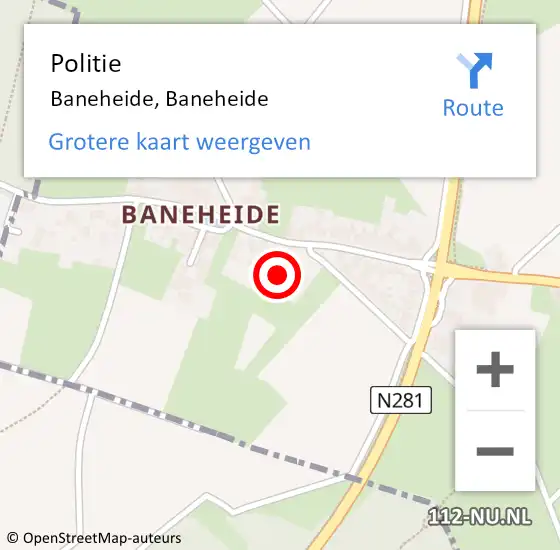 Locatie op kaart van de 112 melding: Politie Baneheide, Baneheide op 3 april 2024 12:19