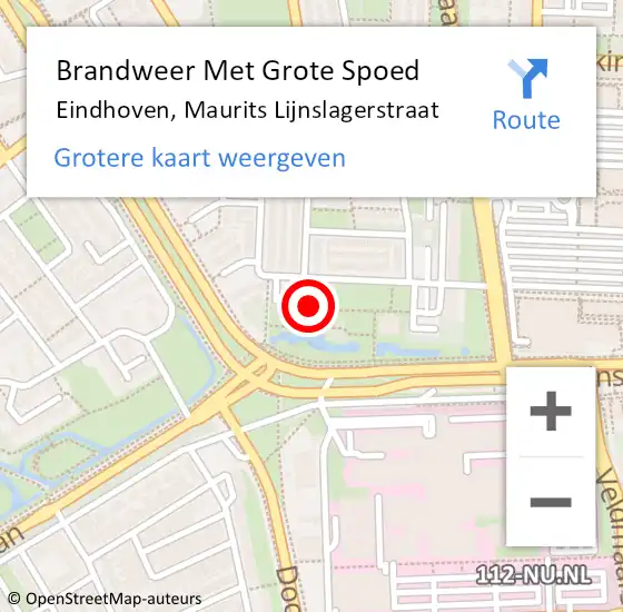Locatie op kaart van de 112 melding: Brandweer Met Grote Spoed Naar Eindhoven, Maurits Lijnslagerstraat op 3 april 2024 12:19