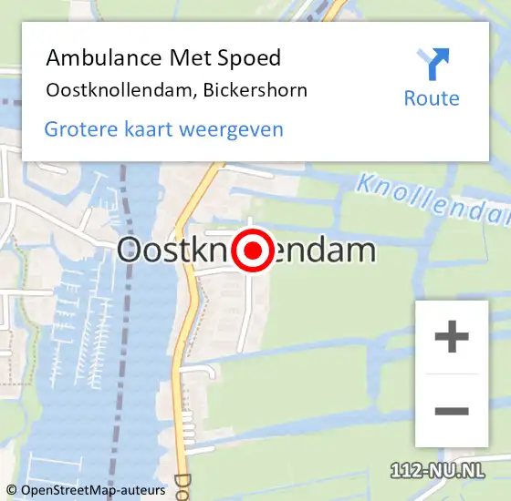 Locatie op kaart van de 112 melding: Ambulance Met Spoed Naar Oostknollendam, Bickershorn op 3 april 2024 12:34