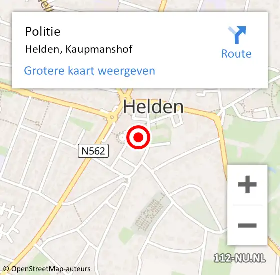 Locatie op kaart van de 112 melding: Politie Helden, Kaupmanshof op 3 april 2024 12:35