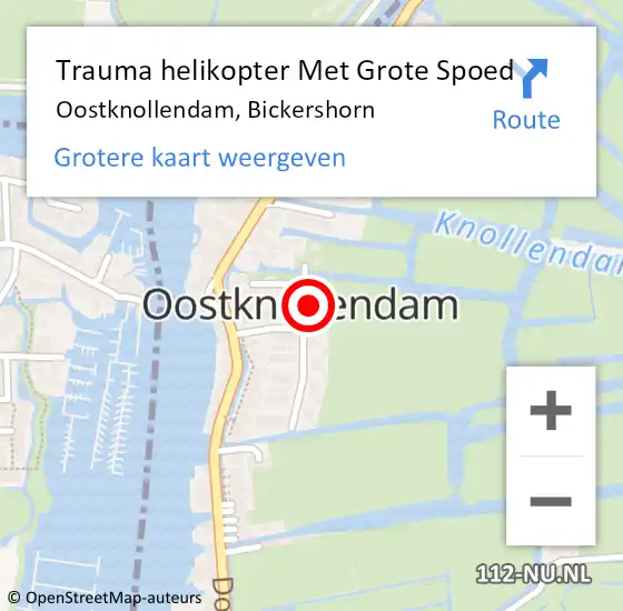 Locatie op kaart van de 112 melding: Trauma helikopter Met Grote Spoed Naar Oostknollendam, Bickershorn op 3 april 2024 12:35