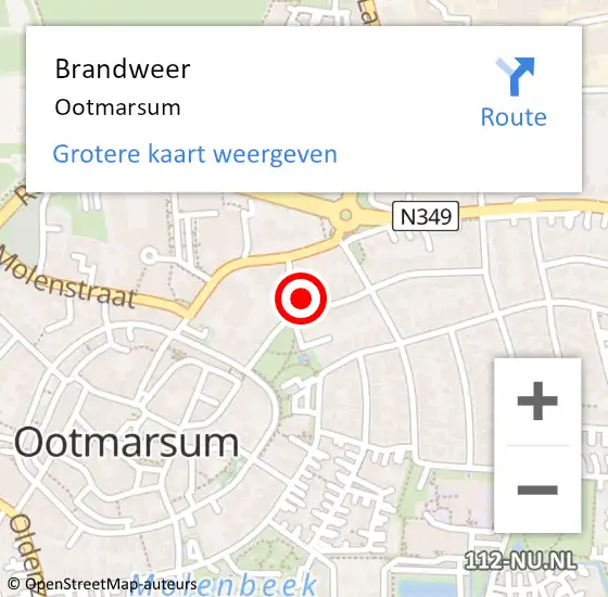 Locatie op kaart van de 112 melding: Brandweer Ootmarsum op 3 april 2024 12:54